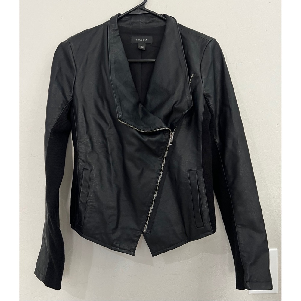 Halogen Black Moto Jacket Nordstrom Zip Size XS